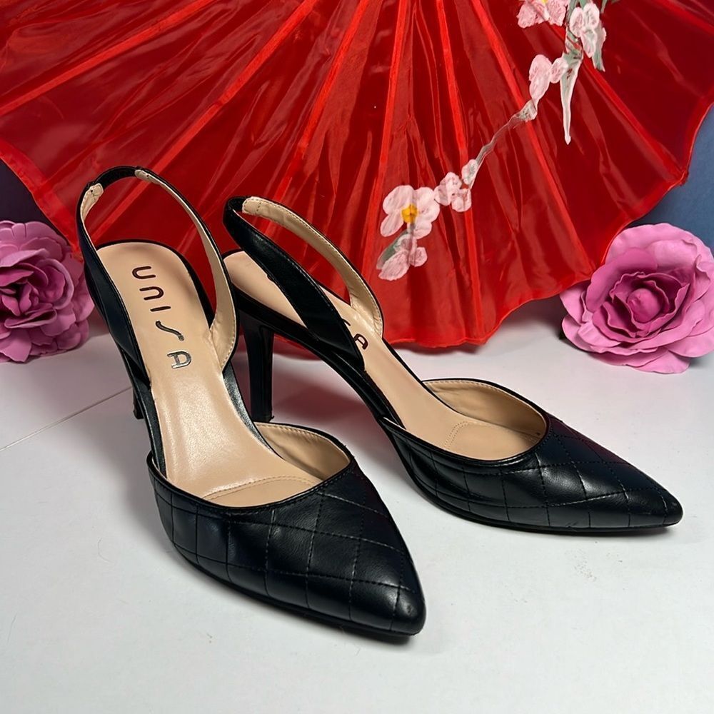 UNISA Black Pointy Toe Sling Back High Heels Women's Size 10M EUC Fall 2024
